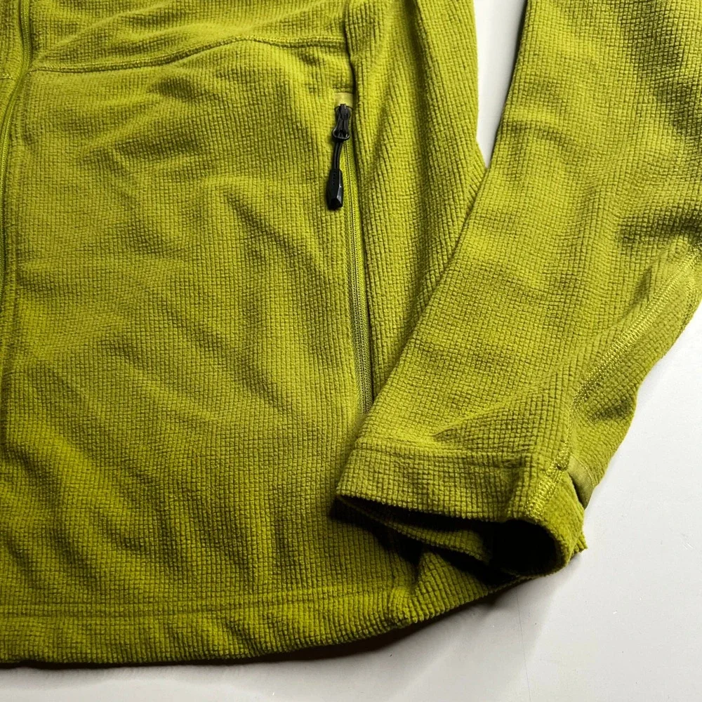Rohan‎ Mens Full Zip Grid Fleece Jacket Lime Green Textured Mid Layer Size M